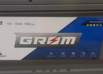 Akumulator GROM Premium 135Ah 950A ze stopką LEWY PLUS DOWOZ
