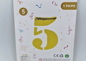 Balon foliowy w kształcie cyfry 5 złoty balon dekoracja ozdo
