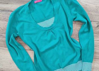 Zielony sweter Paski Vintage 40 42