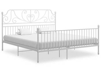 Łóżko Metalowe Białe Rama Łóżka Ze Stelażem Biała 180 x 200 cm WM-324857