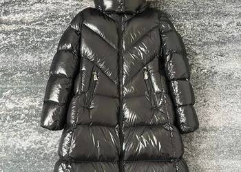 Kurtka damska Moncler płaszcz długi puchowa z kapturem futro gęsi puch S M