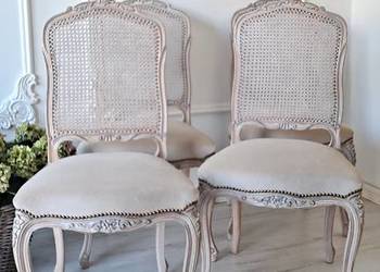 Stylowe krzesła rafia Shabby Chic Ludwik Ludwikowskie  Prowansja  boho