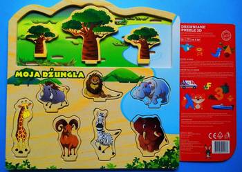 PUZZLE drewniane 3D dżungla . wiek 2+
