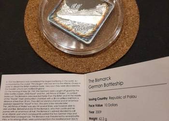 Palau - 2009, 10 dolarów - BISMARCK - Okręt Wojenny Palau - 2009, 10 dolarów - BISMARCK - Okręt Wojenny