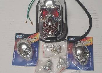 Lampa motocyklowa czaszka tył + kierunkowskazy chopper custom