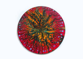 Okrągły obraz "Strange thing" średnica 40 cm, świeci w UV abstrakcja