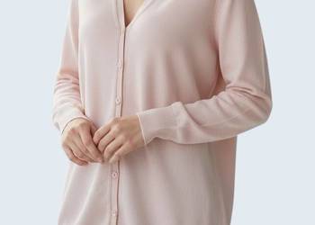 Damski bawełniany sweter pudrowy róż z długim rękawem Zara Knit 36/38 S/M