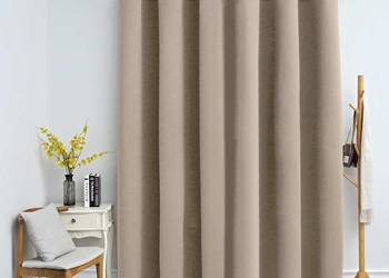 vidaXL Zasłona zaciemniająca z metalowymi kółkami, beż(SKU:134445)