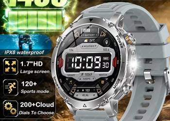 Smart Watch AK106 - 1,7-calowy wyświetlacz HD, BATERIA 1400 Ah !!!