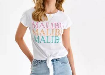 biały t-shirt z wiązaniem Top Secret