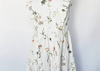 Biała sukienka w kwiaty Freequent m 38