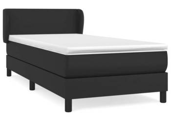 Łóżko z Materacem Kontynentalne Czarne Ekoskóra 90x200 cm WM-3127169