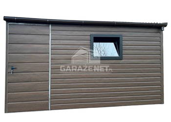 SCHOWEK  DOMEK OGRODOWY 4x3 m SPAD W PRZÓD DRZWI  DREWNOPODOBNY DG423