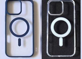 Etui klasyczne przezroczyste i niebieskie z MagSafe na iPhone'a 16 pro max