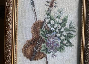 Haft krzyżykowy obraz skrzypce