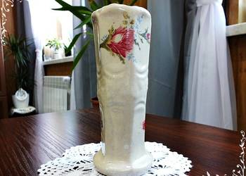 Stary wazon wazonik ceramiczny malowane kwiaty PRL