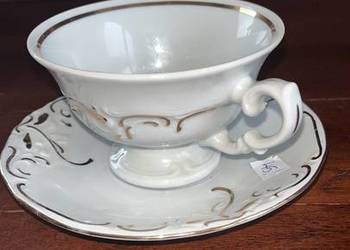 Filiżanka Wałbrzych. Made on Poland. Biała, złocona porcela