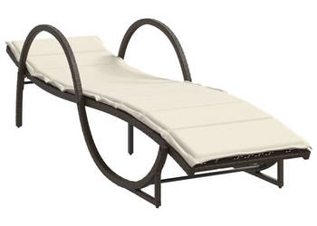 Leżak z poduszką brązowy 60x199x42 cm polirattan WM-368258