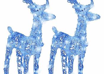 vidaXL Świąteczne renifery, 2 szt., 80 niebieskich LED, akryl(SKU:342680)