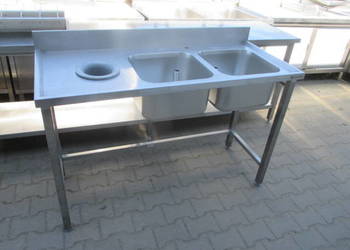 Zlew Gastronomiczny 2 Komorowy Z Otworem Na Odpady 140/60/85