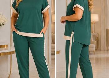 Komplet spodnie + bluzka sportowo/elegancki dzianina r 48 (biust 118cm )