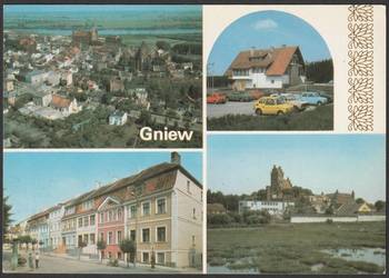 GNIEW - 4 WIDOKI - ZAJAZD GNIEWKO - RYNEK - 1986 - BEZ OBIEG
