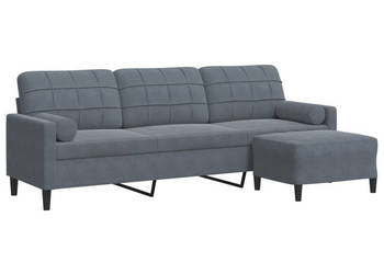 3-osobowa sofa z podnóżkiem ciemnoszara 210 cm aksamit WM-3278278