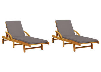 Leżaki z poduszkami 2 szt. 200x68x83 cm lite drewno akacjowe WM-3206373