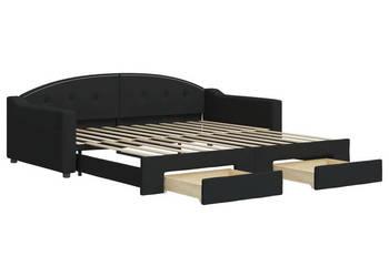 Sofa rozsuwana z szufladami czarna tkanina 100x200 cm WM-3197573