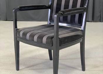 Fotel art déco / vintage, czarny, tapicerowany, styl klubowy