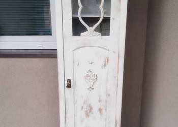 Stary międzywojenny słupek szafka shabby biały przecierany E213
