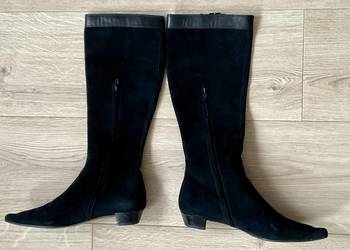 GUCCI kozaki damskie czarne zamsz oficerki skora buty oryginalne wloskie