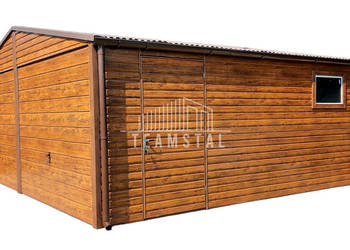 GARAŻ 6m x 5,8m - dwuspad 2x Brama drzwi drewnopodobn TS239