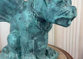 Gargulec Toskański - Duża Ciężka Figura z Brązu Patynowego - Posąg