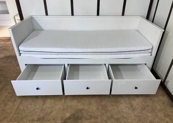 IKEA HEMNES Łóżko Leżanka z 3 szufladami, 2 materace ,białe Transport