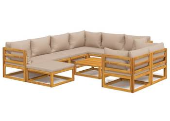 vidaXL 10-cz. zestaw wypoczynkowy do ogrodu, poduszki taupe(SKU:3155261)