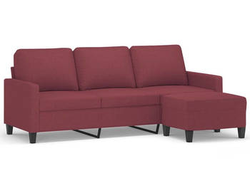 3-osobowa sofa z podnóżkiem winna czerwień 180 cm tkaniną WM-3201043