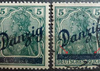 Znaczki Danzig Fi#21 - przesunięta belka