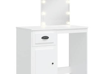 Toaletka z lampkami LED biała 90x42x1325 cm WM-834970
