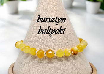 Bransoletka z bursztynu, bursztyn bałtycki baroczek mleczny mleko #930