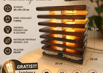 Lampka stołowa, nocna, dekoracyjna z naturalnego drewna
