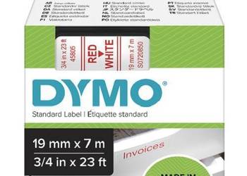 Taśma DYMO D1 19mm x 7m Biała z czerwonym nadrukiem