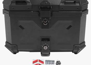 Uniwersalny kufer motocyklowy 45L – aluminiowy, wodoodporny, czarny