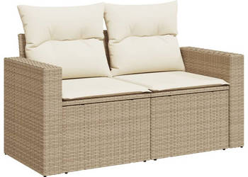 Sofa ogrodowa z poduszkami 2-osobowa beż polirattan WM-366060