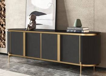 Komoda RTV złota grafitowa Omega Glamour Premium 200x40x60