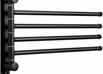 Czarny obrotowy wieszak na ręczniki ze stali nierdzewnej, 4 ramion JSVER