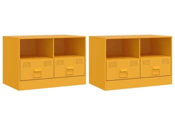 Szafki pod telewizor 2 szt. musztardowe 67x39x44 cm stalowe WM-841746
