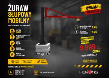 Żuraw słupowy mobilny -150/300/500kg - Producent
