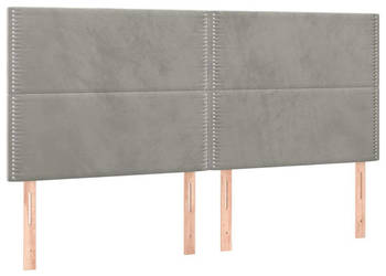 Zagłówek do łóżka z LED jasnoszary 160x5x118/128 cm aksamit WM-3122338
