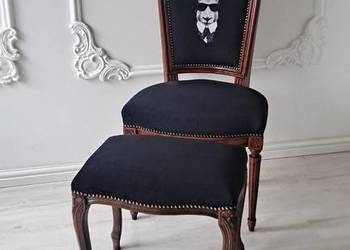 Stylowe krzesło królik, pufa Ludwik, Loft, Medalion